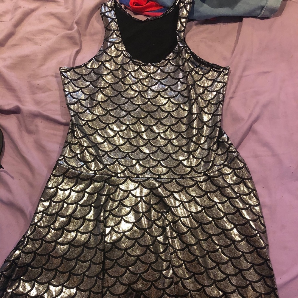 Silver mermaid scale racer back dress